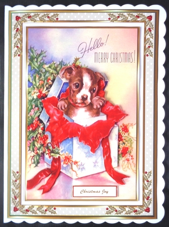 Puppy Love at Christmas Decoupage Topper by Linda Short