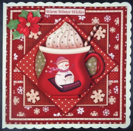 WARM WINTER WISHES 7.5 Christmas Decoupage & Insert Mini Kit by Linda Short