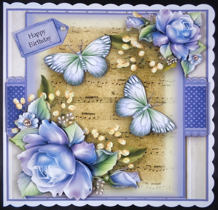 Music and Porceline Roses Card Front Kit by Linda Short