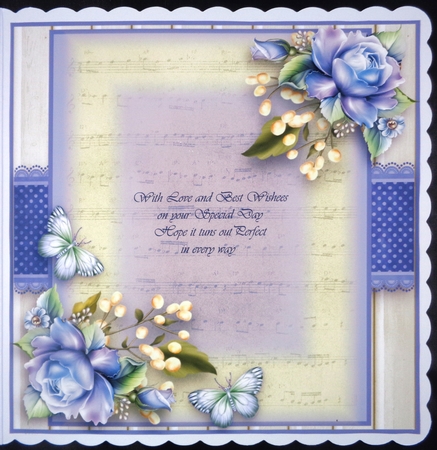 Music and Porceline Roses Card Front Kit by Linda Short