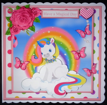 Magical Rainbow Unicorn Card Mini Kit & Decoupage by Linda Short