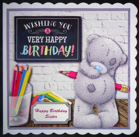 Tatty teddy with chalkboard by Linda Short