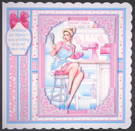 BAKING DAY 7.8 Female Birthday or Mothers Day Quick Card & Insert Mini Kit by Linda Short