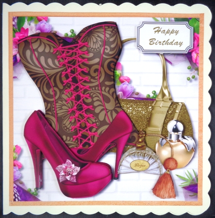 Corset, bag, shoes and perfumes by Linda Short