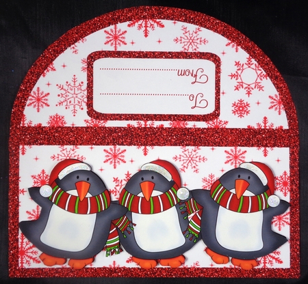 Red Sparkly Penguins Money Wallet by Linda Short