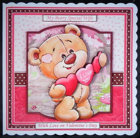 LOVE YOU BEAR 7.5 Decoupage & Insert Mini Kit Various Occasions by Linda Short