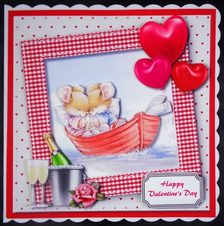 Mice in boat, anniversary, birthday, valentine by Linda Short