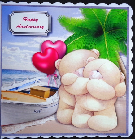 Forever friends bears on beach anniversary or valentine by Linda Short