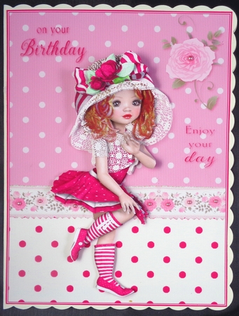 Sweet Little Dressed to Impress A5 Card Front & Decoupage by Linda Short