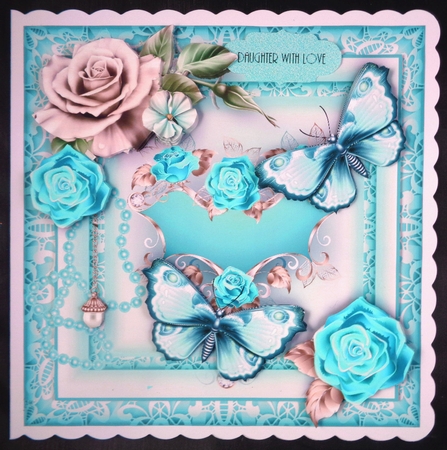 Tiffany Blue Flutters Card Front kit by Linda Short