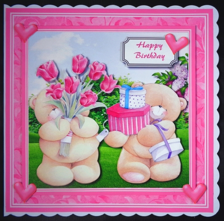 Forever friends bears with flowers and gifts by Linda Short