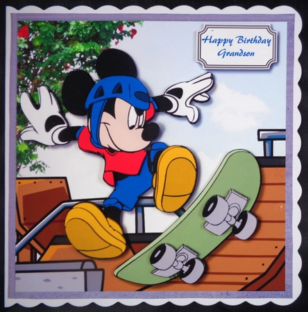 Mickey mouse on skateboard park by Linda Short