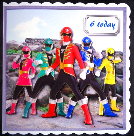 Power Rangers card topper by Linda Short