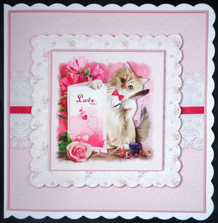 Valentine  Love You card Kitty  Quick card by Linda Short