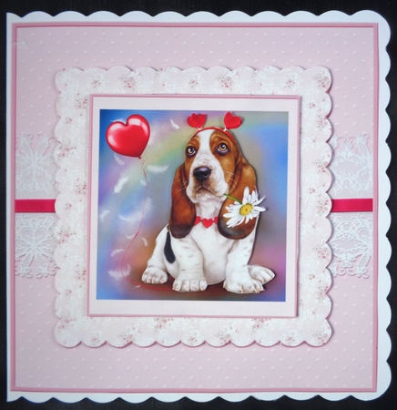 Valentine Basset Hound Quick card by Linda Short