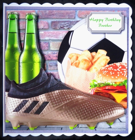 Beer, boots, ball and junk food by Linda Short