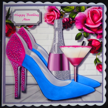 Lovely pink and blue shoes with matching accessories by Linda Short