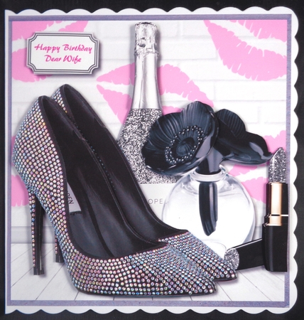 Black and silver accessories with cerise and white background by Linda Short