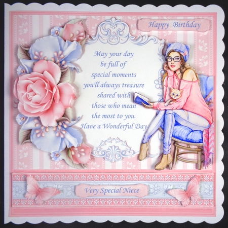 THE CAT LADY ROSES & VERSE 7.5 Decoupage & Insert Mini Kit  by Linda Short