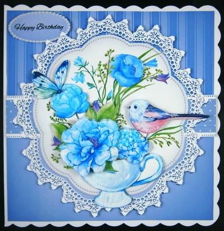 Lovely Watercolor Teacup Topper (Blue) by Linda Short