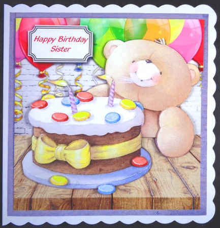 Forever Friends bear with birthday cake by Linda Short