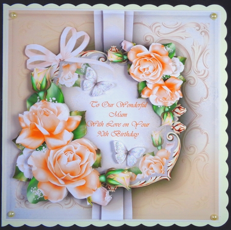 Soft Orange Colored Roses Card Mini Kit by Linda Short