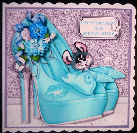 Turquoise shoes with cheeky mouse by Linda Short