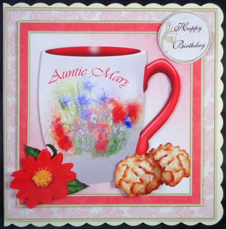 Wildflowers Birthday Mug 7x7 Card Front Topper by Linda Short