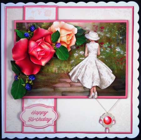 Path Through the Flowers - Decoupage Card Mini Kit by Linda Short