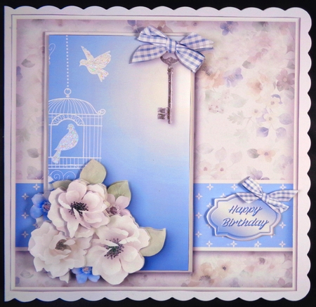 Birds in a Cage Decoupage Card Mini Kit by Linda Short