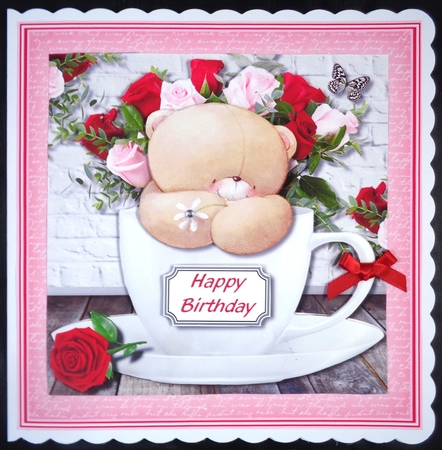 Forever friends in teacup with roses by Linda Short
