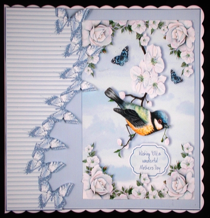 Winter Bloom Bird Card Topper by Linda Short