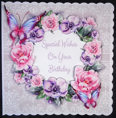 Beautiful Pink & Lilac Flowers Birthday 8x8 by Linda Short