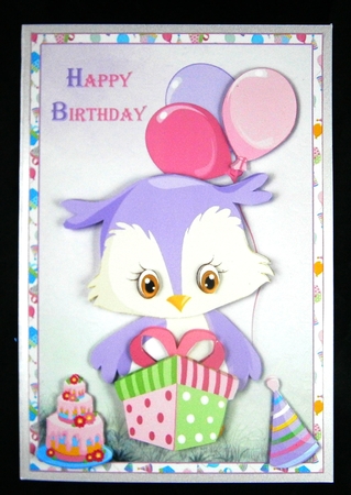 Birthday Girl Owl A5 Topper & Decoupage by Linda Short