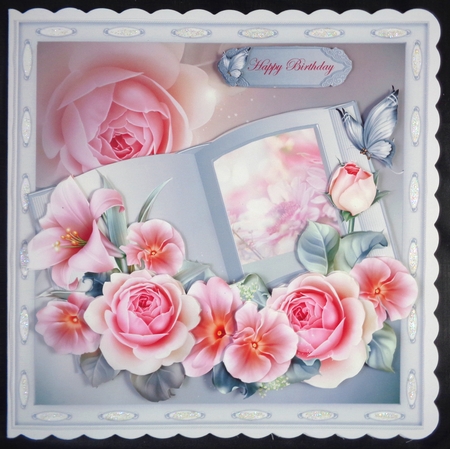 Pink Roses and Butterfly by Linda Short