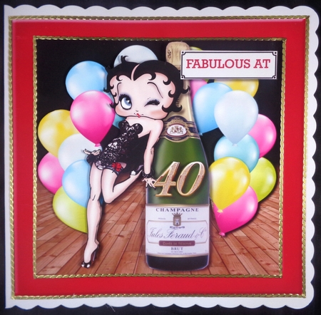 Betty Boop 40th birthday with champagne and balloons by Linda Short