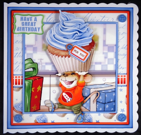 Mr Cup Cake Mouse (Blue) 4 Sheet Mini Kit by Linda Short