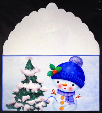 snowman and christmas tree money wallet by Linda Short