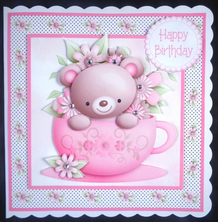 Teddy in a Tea Cup Card by Linda Short