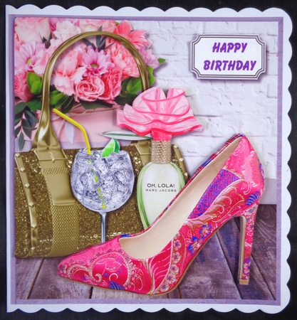 Satin shoes, bag and perfume by Linda Short