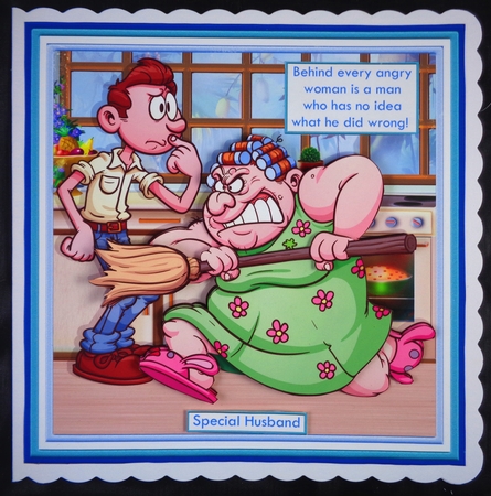 BEHIND EVERY ANGRY WOMAN Humorous 7.5 Decoupage & Insert Mini Kit by Linda Short