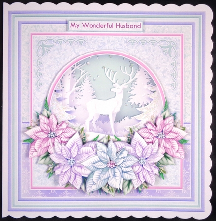 CHRISTMAS DEER SILHOUETTES & POINSETTIA 7.5 Decoupage Bumper Kit by Linda Short