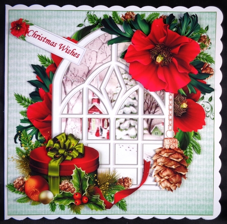 8x8 Vintage Christmas through the window choice of 2 scenes mini kit by Linda Short