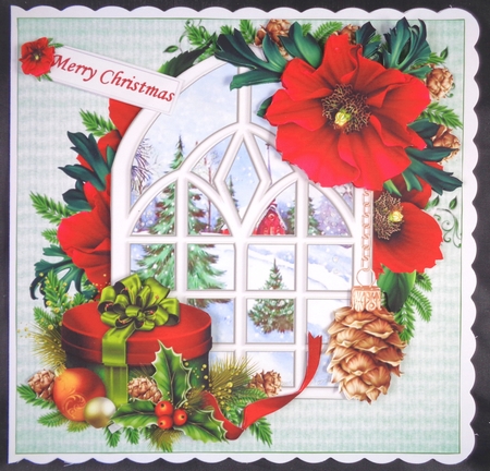 8x8 Vintage Christmas through the window 2 choice of 2 scenes mini kit by Linda Short