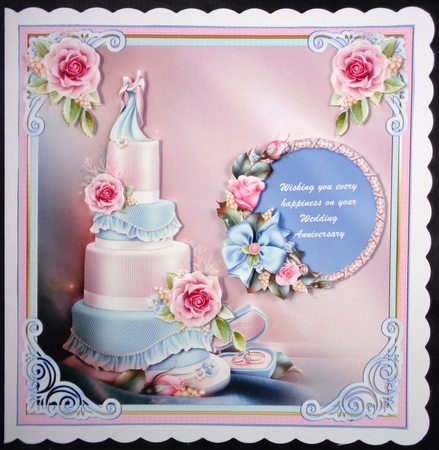 Wedding Anniversary Decoupage Topper 2 by Linda Short