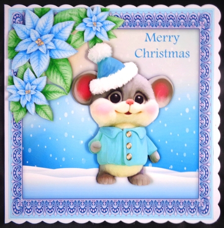 Gorgeous Mouse In A Bobble Hat 8x8 by Linda Short