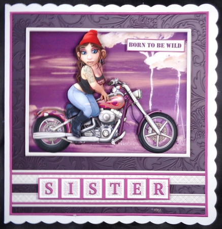 BIKER GIRL LIFE BEGINS AT Humorous 7.5 Decoupage & Insert Kit by Linda Short