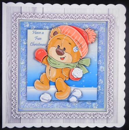 Gorgeous Bear with Snowballs 8x8 by Linda Short
