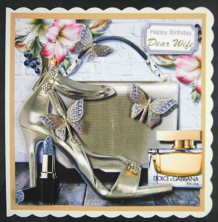 Designer shoes and bag with butterfly accessories by Linda Short