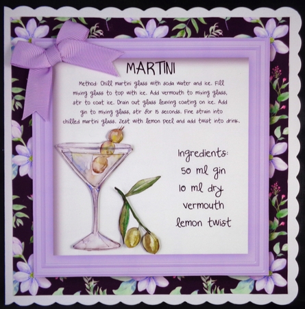 Classic Cocktails - Martini 8x8 by Linda Short